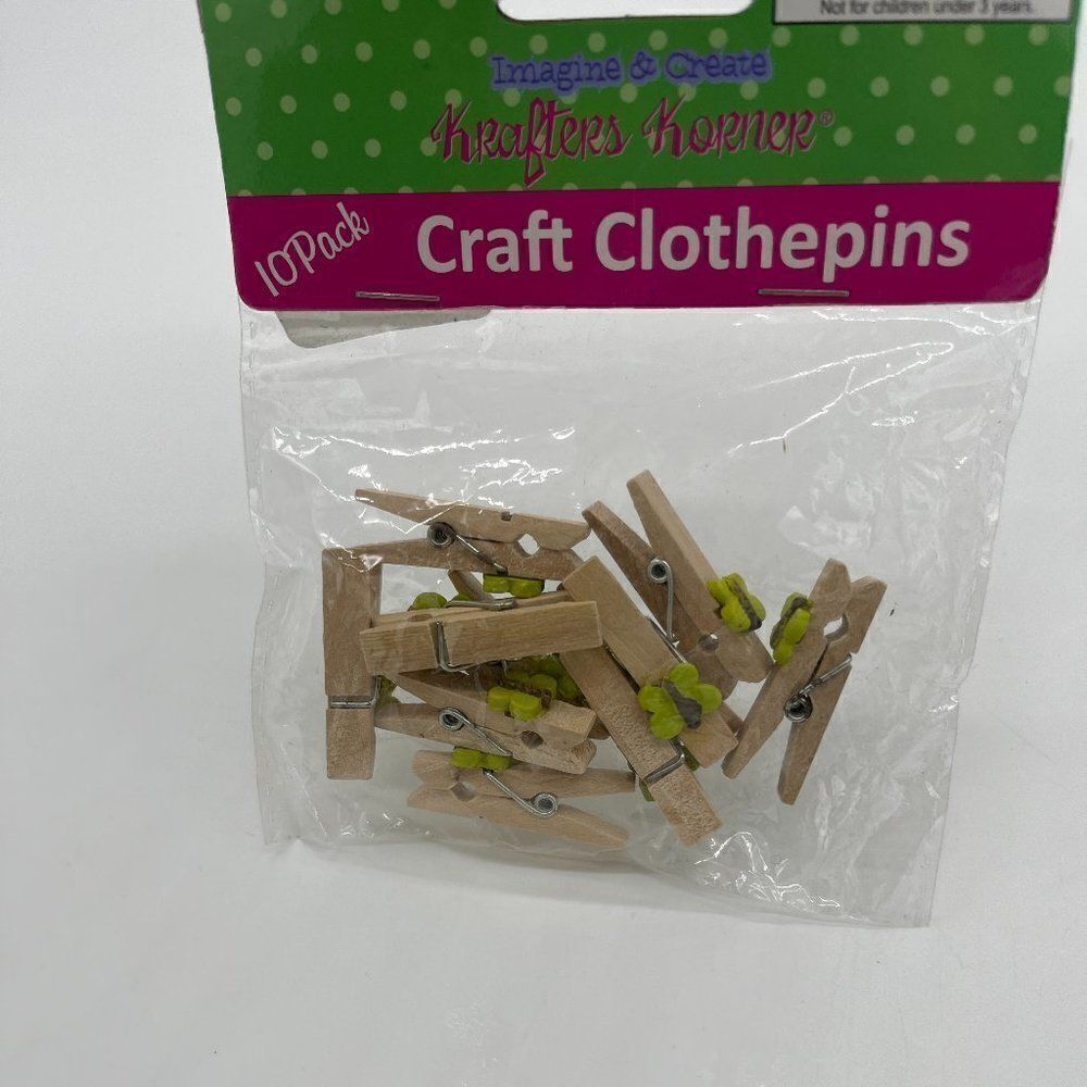 Craft Clothes Pins Mini With Green Butterflies 10
